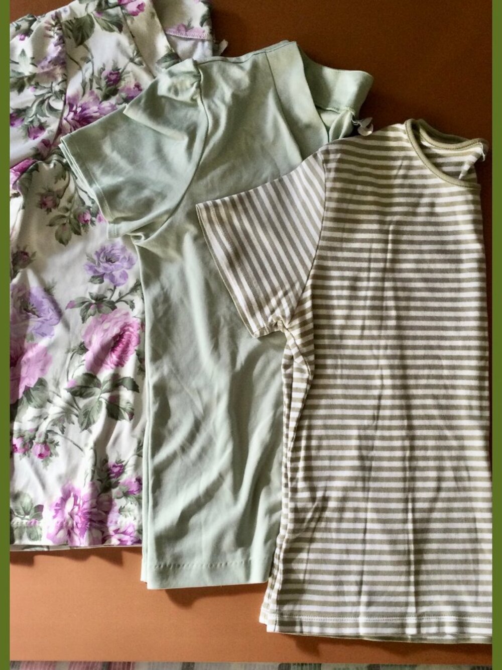 3 Olive Green Tops, sz L